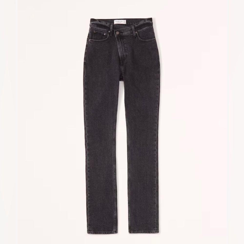 High waisted black jeans, curve love collection with cross strap